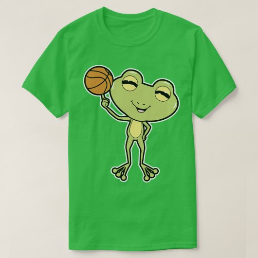 バスケットボールスポーツでカエル Tシャツ (デザイン正面)
