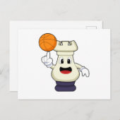 バスケットボールスポーツでチェスの駒が動く ポストカード (正面/裏面)