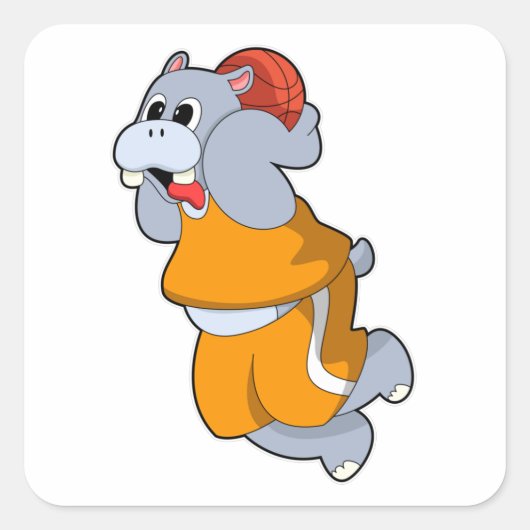 バスケットボールスポーツのヒッポ スクエアシール (正面)