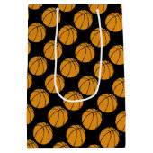 バスケットボールスポーツを黒い背景 ミディアムペーパーバッグ (裏面)