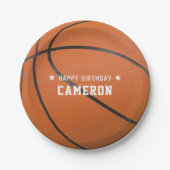 バスケットボールスポーツオレンジハッピーバースデーパーティー ペーパープレート (正面)