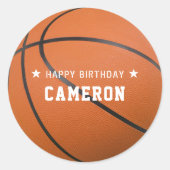 バスケットボールスポーツオレンジハッピーバースデーパーティー ラウンドシール (正面)
