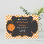 バスケットボールスポーツオレンジ誕生日 招待状 (スタンド正面)