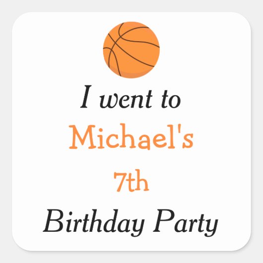 バスケットボールスポーツオレンジ誕生日「行った」 スクエアシール (正面)