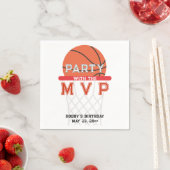 バスケットボールスポーツジャンプマンテーマ任意の年齢誕生日 スタンダードカクテルナプキン (インサイチュ)