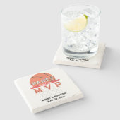 バスケットボールスポーツジャンプマンテーマ任意の年齢誕生日 ストーンコースター (横)