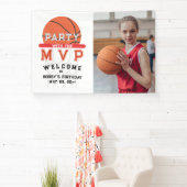 バスケットボールスポーツジャンプマンテーマ任意の年齢誕生日 横断幕 (インサイチュ)