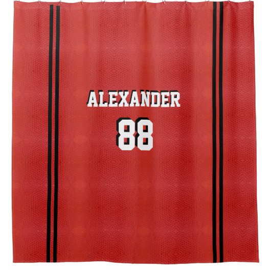 バスケットボールスポーツチームパーソナライズされたシャワーカーテン シャワーカーテン (正面)