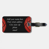 バスケットボールスポーツチームパーソナライズされた枕 ラゲッジタグ (裏面横)