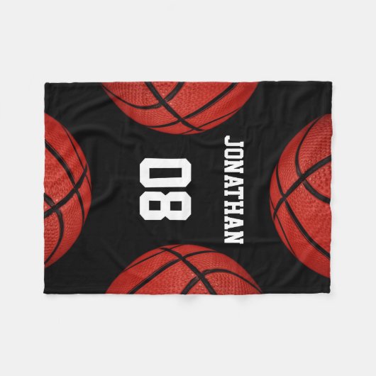 バスケットボールスポーツチームパーソナライズされた毛布 フリースブランケット (正面(横))