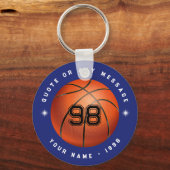 バスケットボールスポーツチームブルーラウンドキーチェーン キーホルダー (正面)