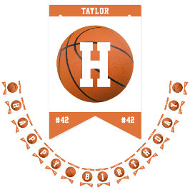 バスケットボールスポーツチームプレーヤーネームハッピーバースデー バンティングフラッグ