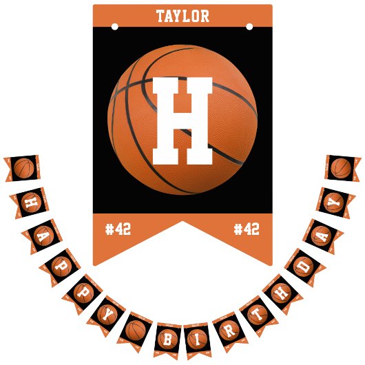 バスケットボールスポーツチームプレーヤーネームハッピーバースデー バンティングフラッグ