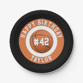 バスケットボールスポーツチームプレーヤーネームハッピーバースデー ペーパープレート (正面)
