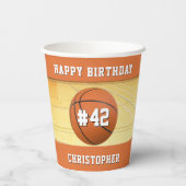 バスケットボールスポーツチームプレーヤーネームハッピーバースデー 紙コップ (裏面)