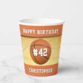 バスケットボールスポーツチームプレーヤーネームハッピーバースデー 紙コップ (正面)