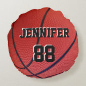 バスケットボールスポーツチーム名前をカスタムする番号Round Pi ラウンドクッション (裏面)