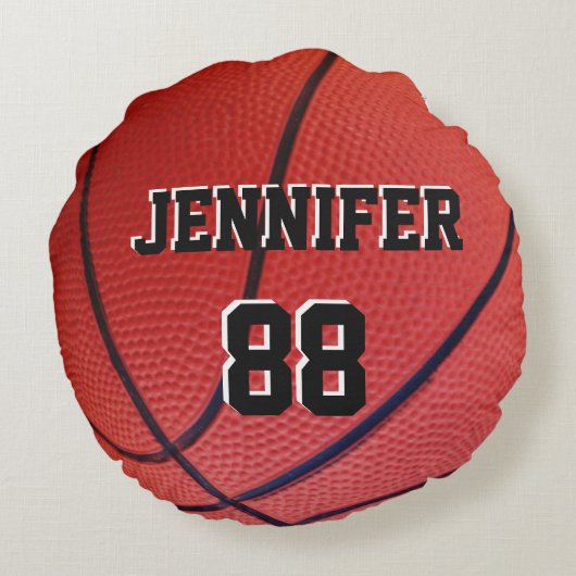 バスケットボールスポーツチーム名前をカスタムする番号Round Pi ラウンドクッション (裏面)