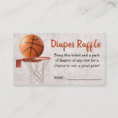 バスケットボールスポーツテーマベビーシャワーおむつラッフル エンクロージャーカード (正面)
