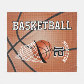 バスケットボール🏀スポーツデザイン フリースブランケット (正面(横))