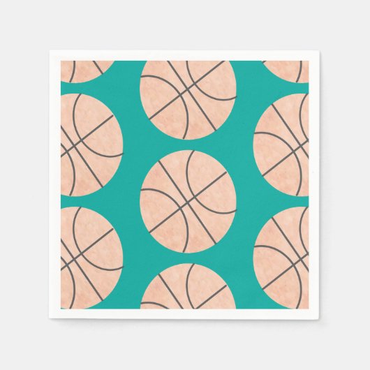 バスケットボールスポーツナプキンスウォーター色 スタンダードカクテルナプキン (正面)