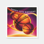 バスケットボールスポーツハッピーバースデーパーティー スタンダードカクテルナプキン (正面)