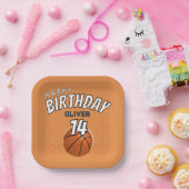 バスケットボールスポーツハッピーバースデーパーティー ペーパープレート (パーティー)