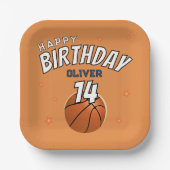 バスケットボールスポーツハッピーバースデーパーティー ペーパープレート (正面)