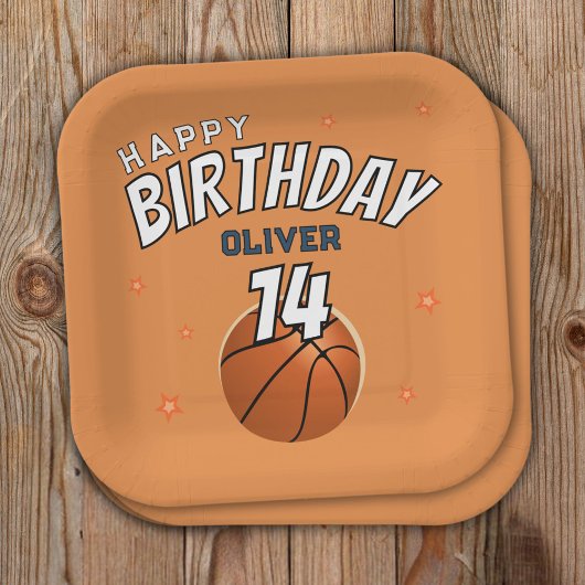 バスケットボールスポーツハッピーバースデーパーティー ペーパープレート