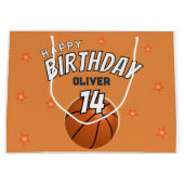 バスケットボールスポーツハッピーバースデーパーティー ラージペーパーバッグ (正面)