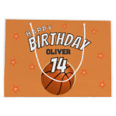 バスケットボールスポーツハッピーバースデーパーティー ラージペーパーバッグ (裏面)