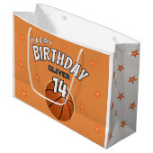 バスケットボールスポーツハッピーバースデーパーティー ラージペーパーバッグ (正面アングル)
