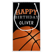 バスケットボールスポーツハッピーバースデー名 スモールペーパーバッグ (裏面)