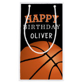 バスケットボールスポーツハッピーバースデー名 スモールペーパーバッグ (正面)