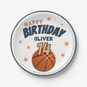 バスケットボールスポーツハッピーバースデー ペーパープレート (正面)