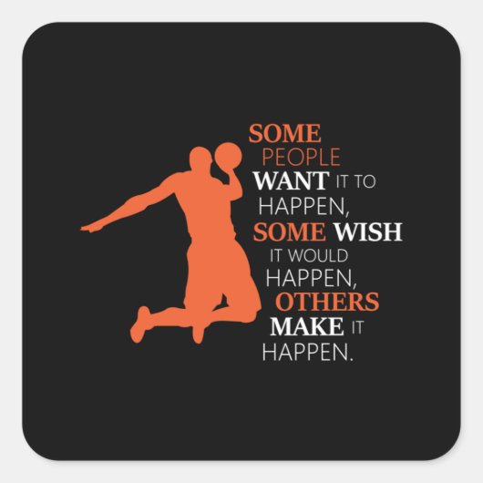 バスケットボールスポーツバスケットボールチームプレーヤーギフトアイディア スクエアシール (正面)