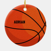 バスケットボールスポーツパーソナライズされたクリスマス セラミックオーナメント (裏面)