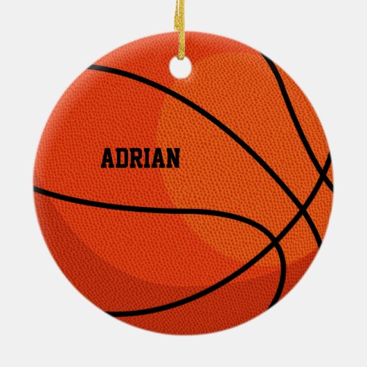 バスケットボールスポーツパーソナライズされたクリスマス セラミックオーナメント (裏面)