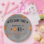 バスケットボールスポーツファースト誕生日 ペーパープレート (パーティー)