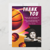 バスケットボールスポーツフォト誕生日 サンキューカード (正面)