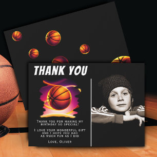 バスケットボールスポーツフォト誕生日 サンキューカード