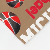 バスケットボールスポーツブラックレッドブラウン名前をカスタムする フリースブランケット (角)