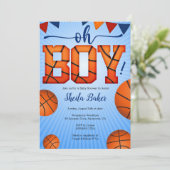 バスケットボールスポーツベビーシャワー招待状- Oh Boy 招待状 (スタンド正面)