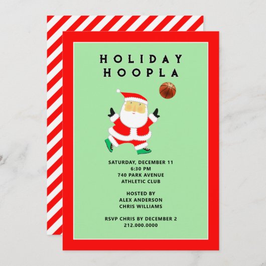 バスケットボールスポーツホリデー招待状 招待状 (正面/裏面)
