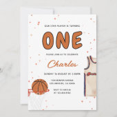 バスケットボールスポーツ子供の誕生日パーティー 招待状 (正面)