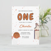 バスケットボールスポーツ子供の誕生日パーティー 招待状 (スタンド正面)