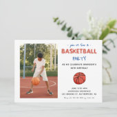 バスケットボールスポーツ子供の誕生日写真招待状 案内状 (スタンド正面)