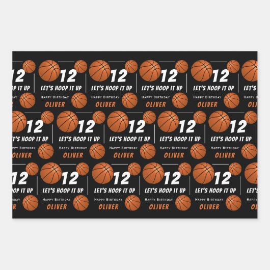 バスケットボールスポーツ子供の誕生日 ラッピングペーパーシート (正面)