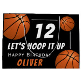 バスケットボールスポーツ子供の誕生日 ラージペーパーバッグ (裏面)