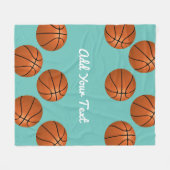 バスケットボールスポーツ愛好家があなたの名前または文字を追加 フリースブランケット (正面(横))